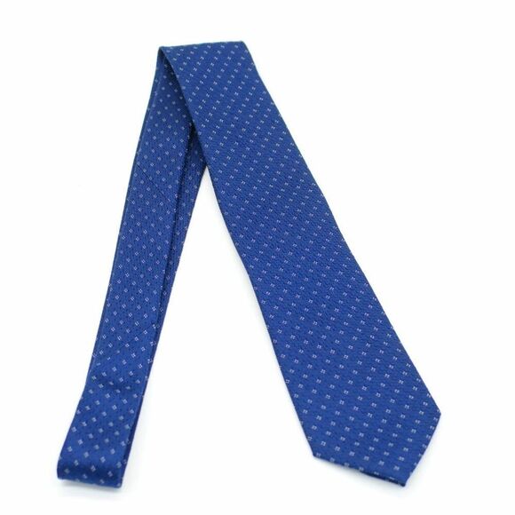 Van Heusen‎ Blue Check Woven Skinny Silk Tie - Picture 6 of 6